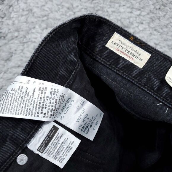 Levi's Premium Middy Straight Mid Rise Jeans Black Nonstretch Size 34 x 31 - Picture 6 of 10